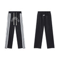 RoughPlay Black Double‑Side White Stripe Straight Leg Sweatpants