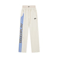 RoughPlay Cream Side Stripe Black Letter Straight Leg Sweatpants