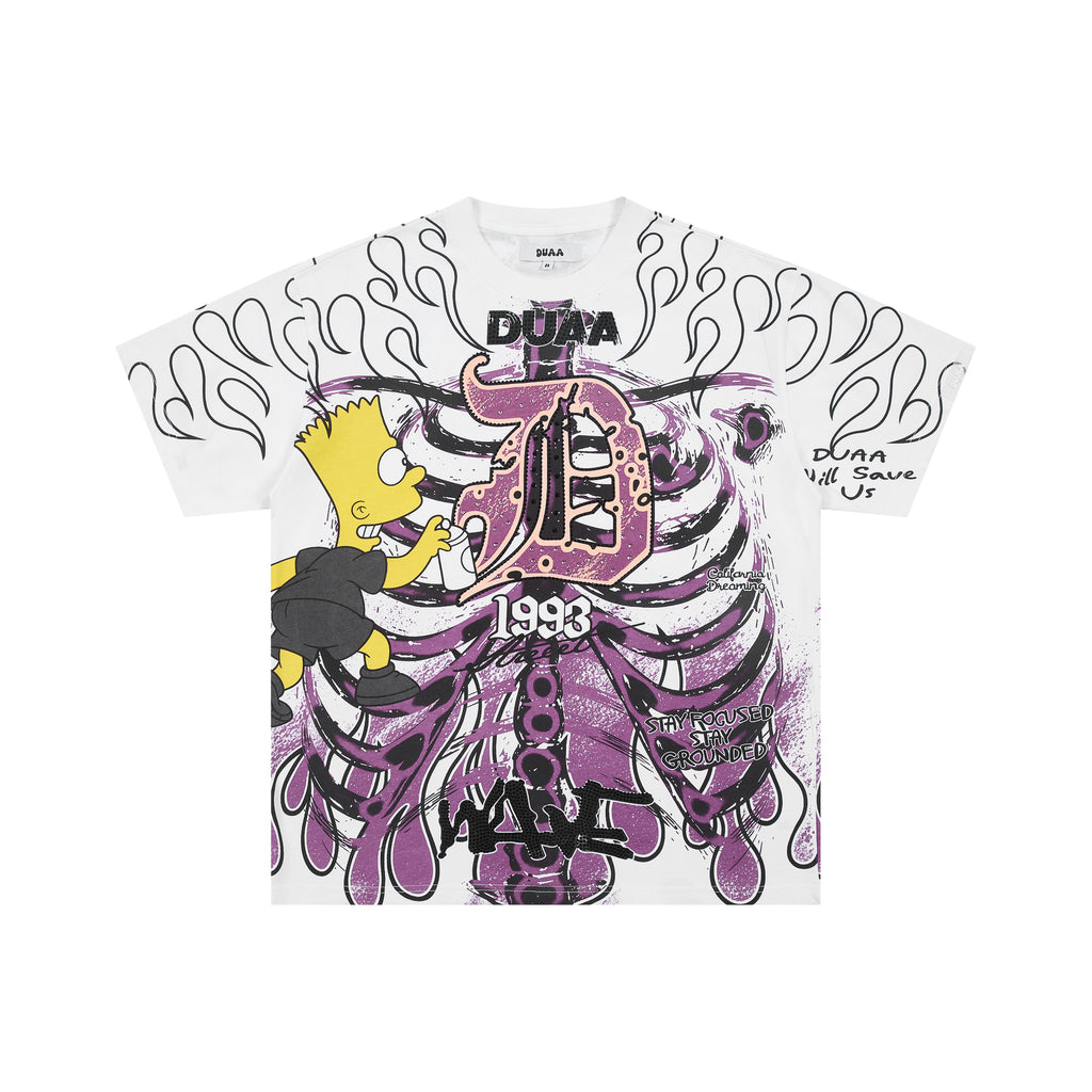 DUAA Skeleton Cartoon Graphic Short Sleeve Tee