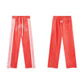 RoughPlay Red Double‑Side White Stripe Straight Leg Sweatpants
