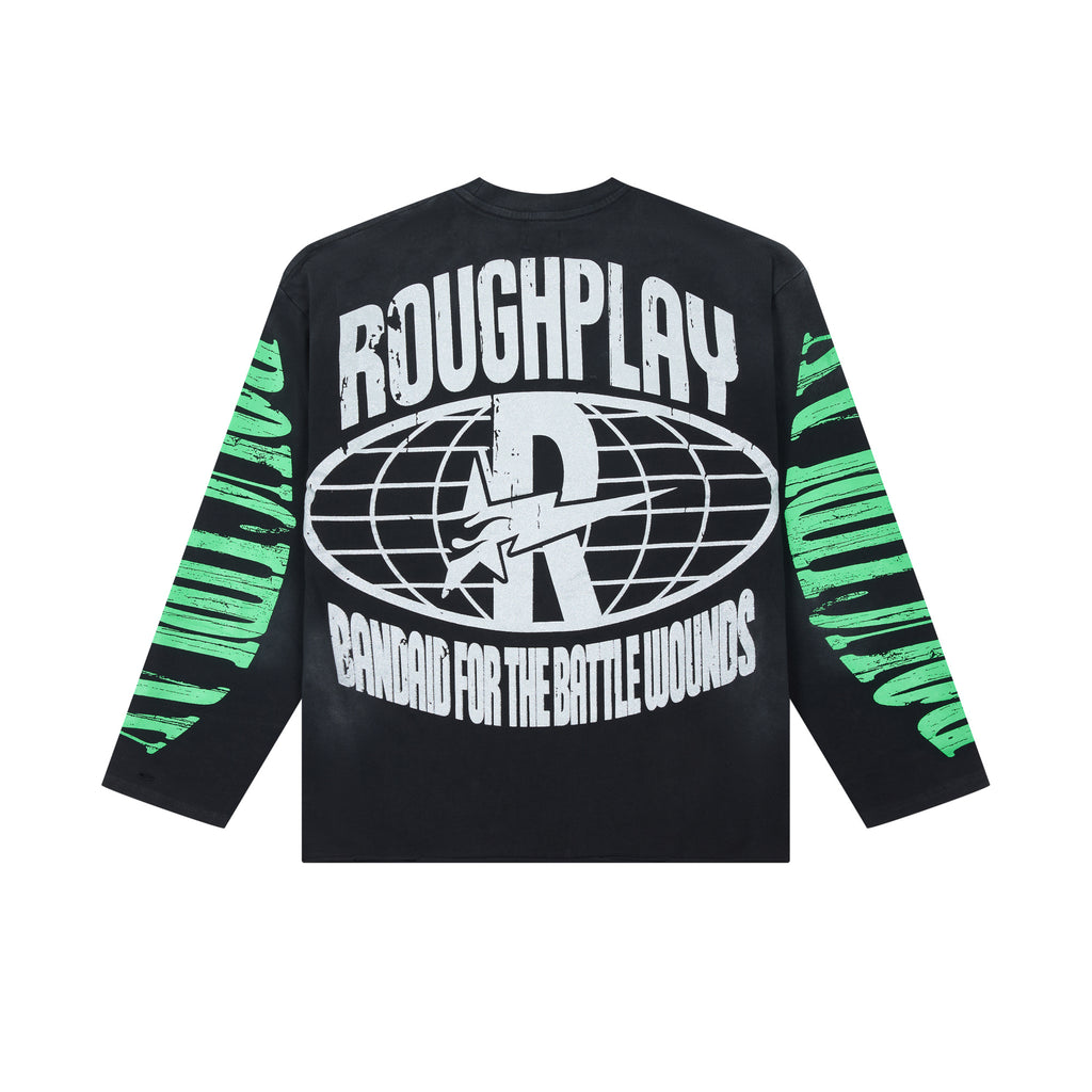 RoughPlay Skeleton Hip‑Hop Vintage Distressed Long Sleeve Tee