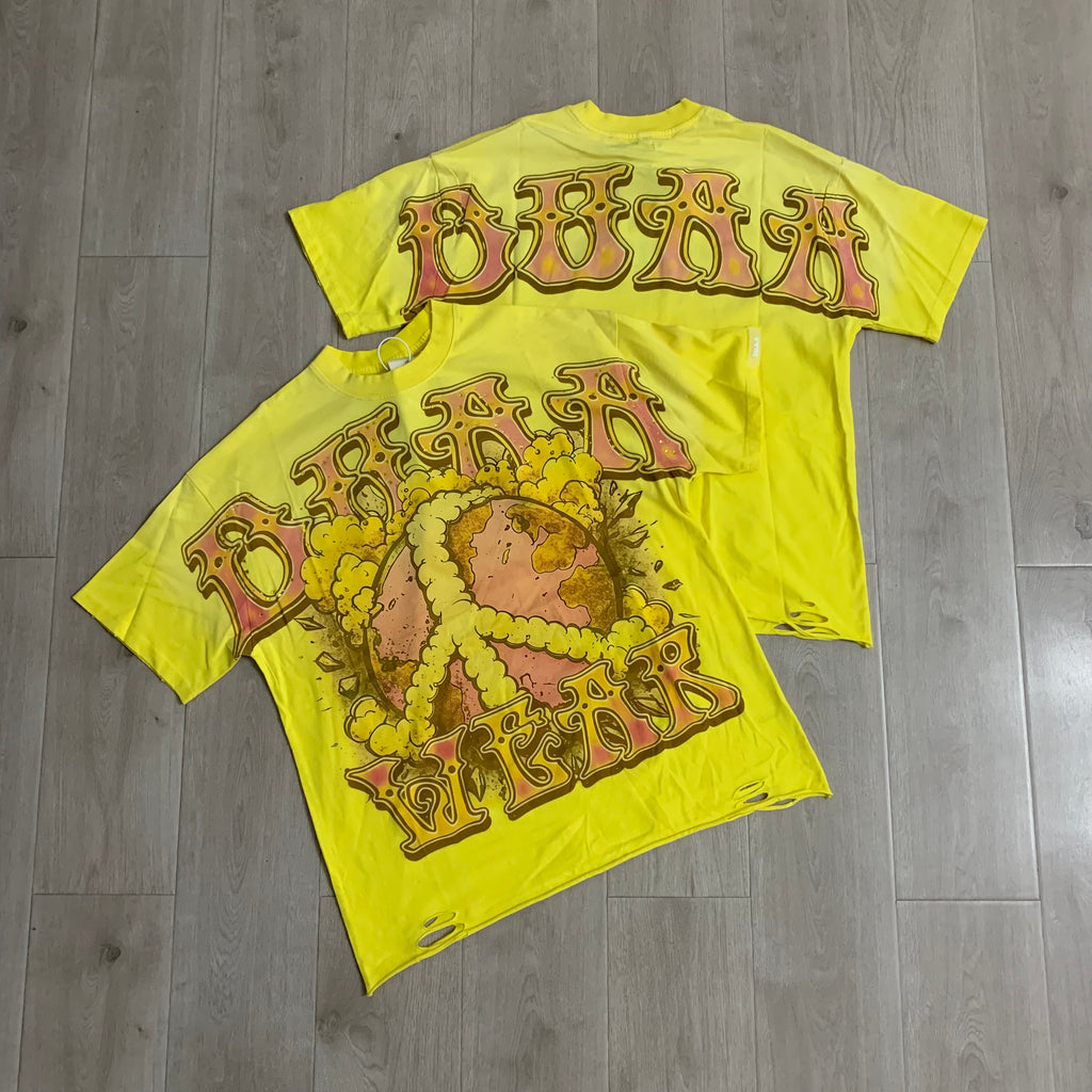 DUAA Wear Peace Sign Earth Vintage Graphic Oversized T‑Shirt
