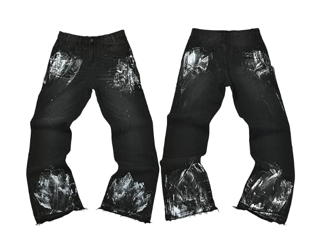 Gallery Dept. Black Splatter Flare Denim