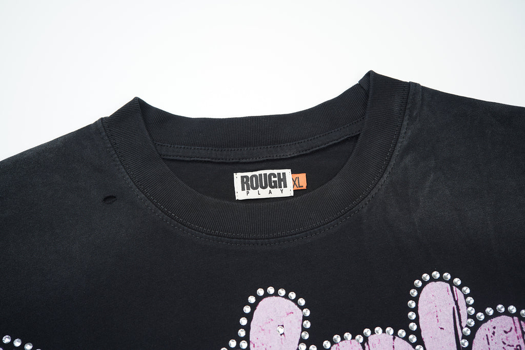 RoughPlay Street Car Graphic Distressed Short‑Sleeve Tee Vintage Streetwear T‑Shirt