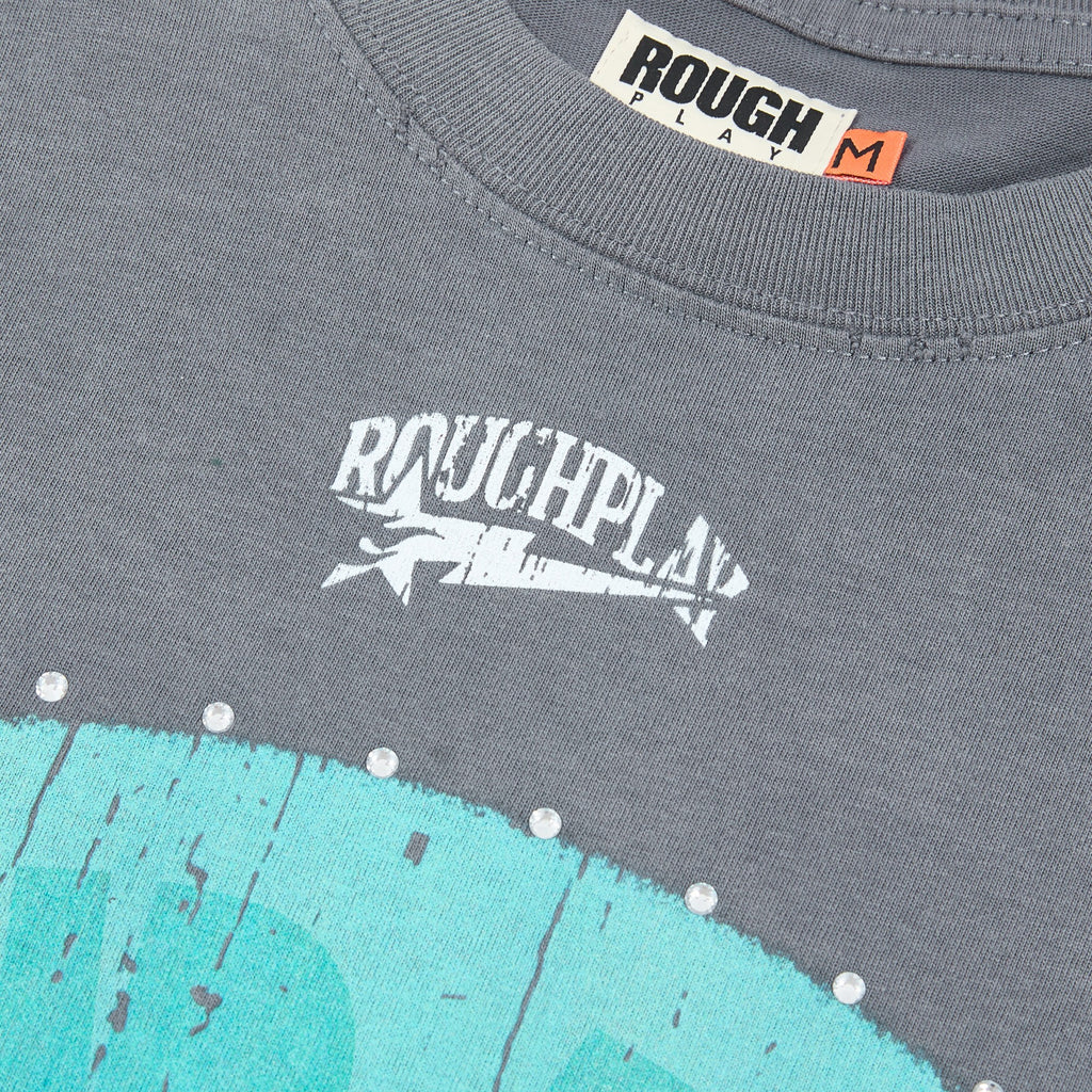 DUAA Distressed R Letter Circular Print Short Sleeve Tee