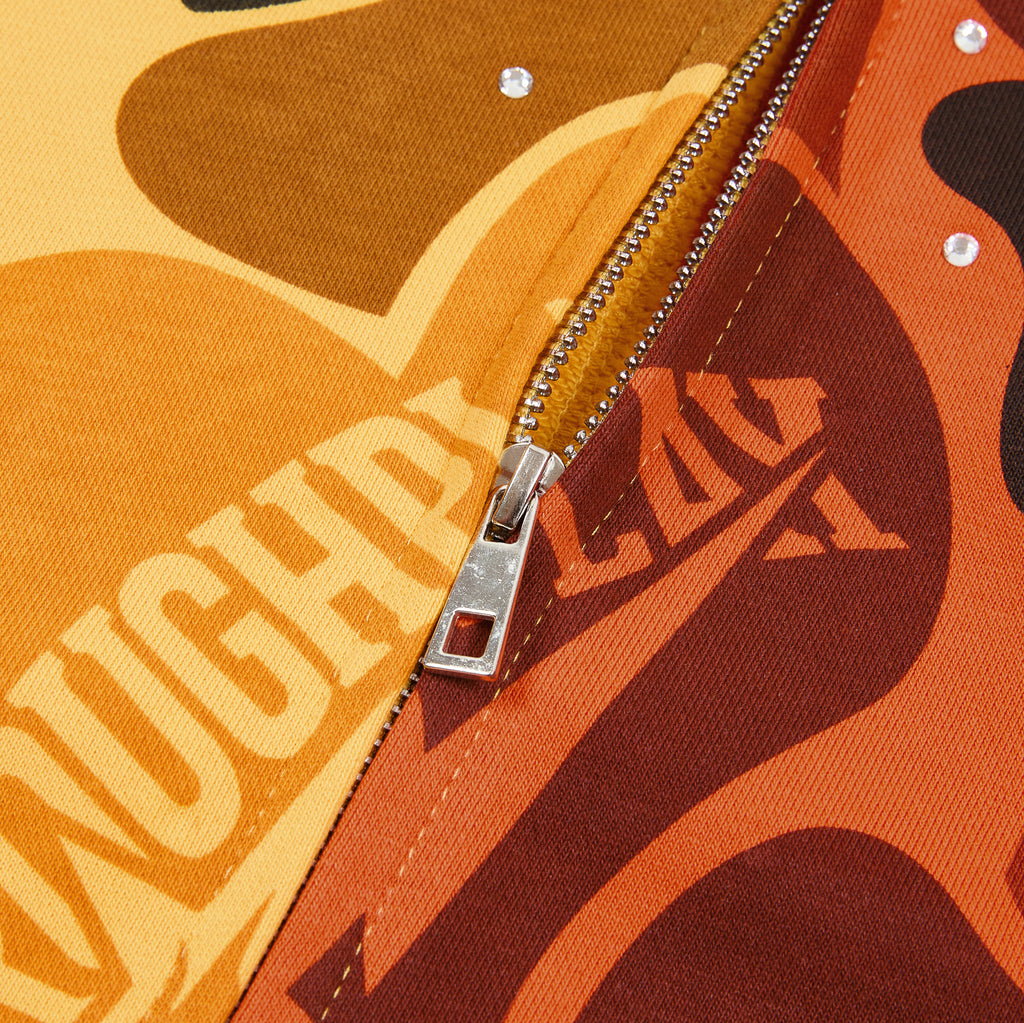 RoughPlay Split‑Tone Camo Print Zip‑Up Vintage Hoodie