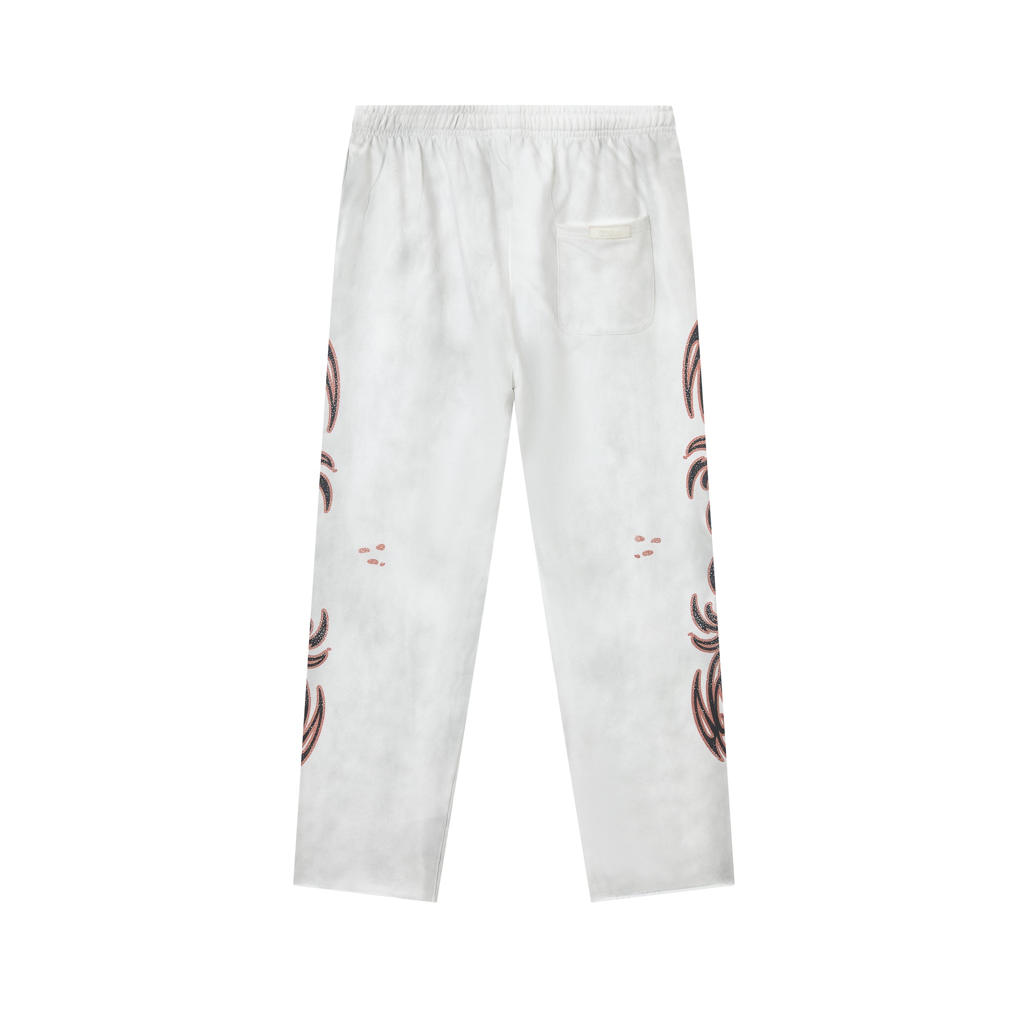 White Washed Heart Letter Graphic Wide Leg Pants