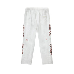 DUAA White Washed Heart Letter Graphic Wide Leg Pants