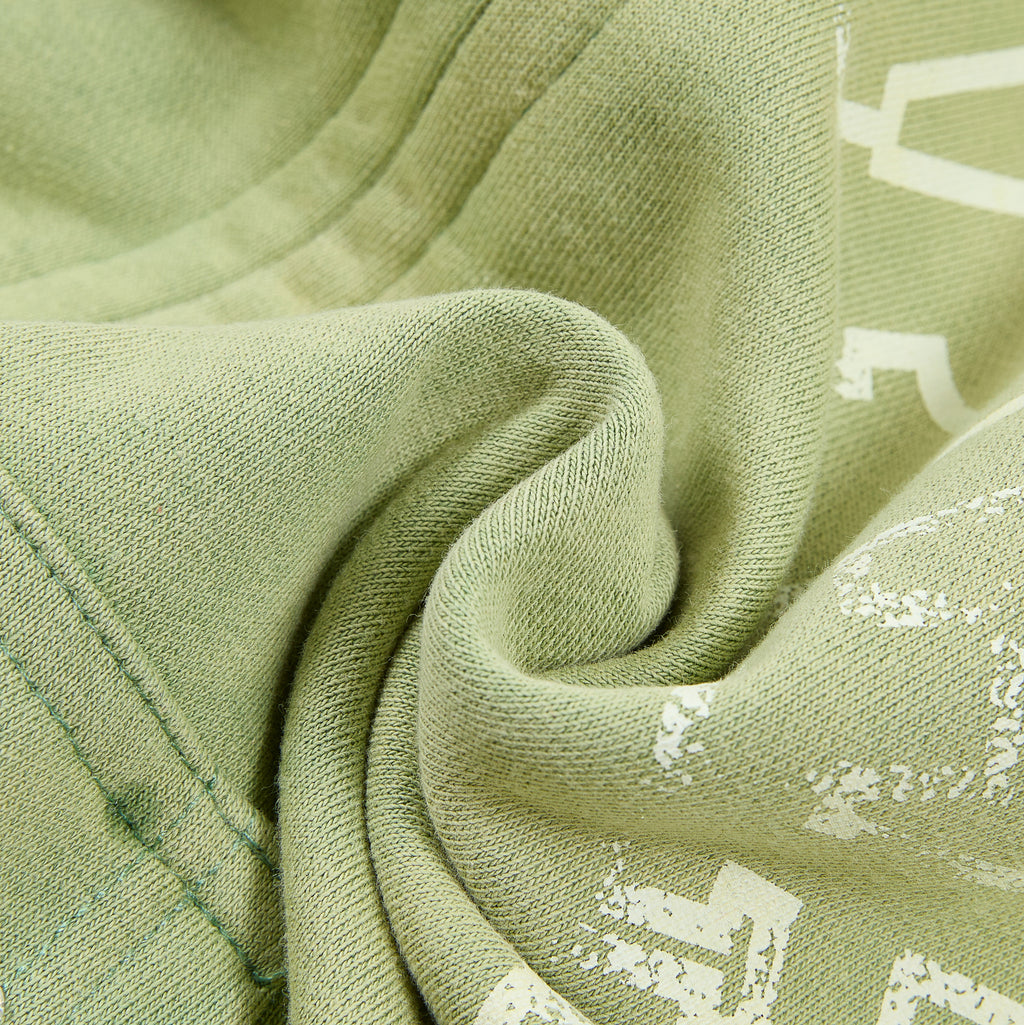 RoughPlay Green Tie‑Dye Varsity Stripe Zip‑Up Vintage Hoodie