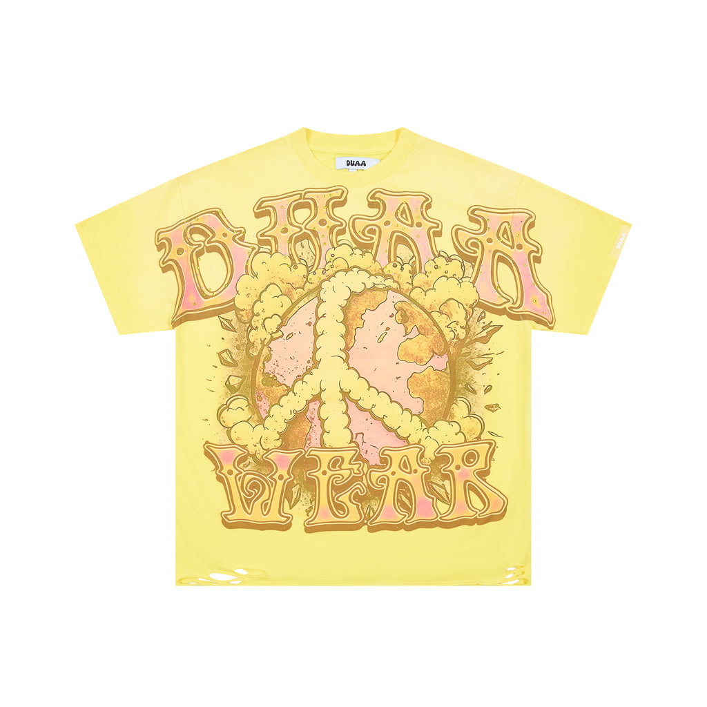 DUAA Wear Peace Sign Earth Vintage Graphic Oversized T‑Shirt