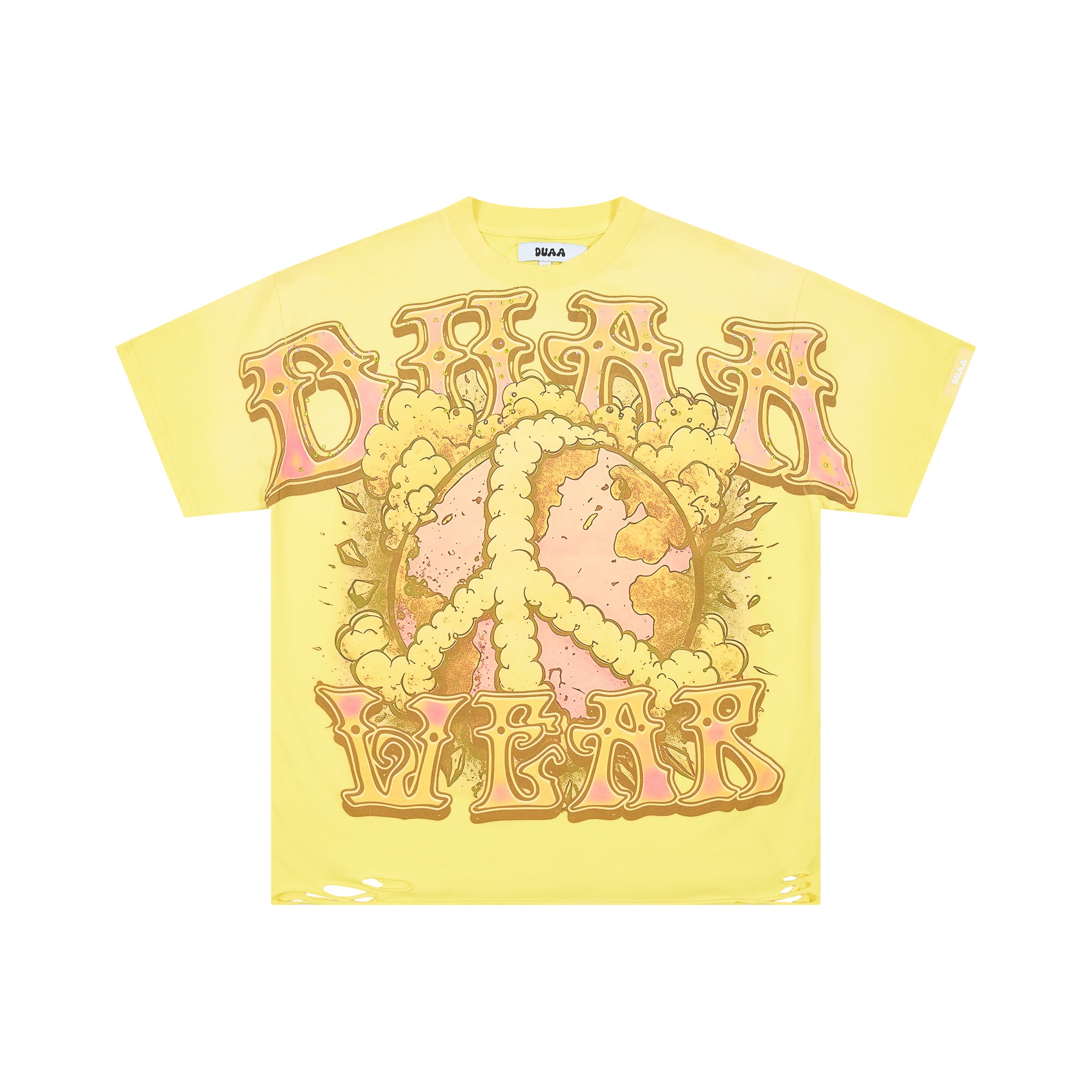 DUAA Wear Peace Sign Earth Vintage Graphic Oversized T‑Shirt