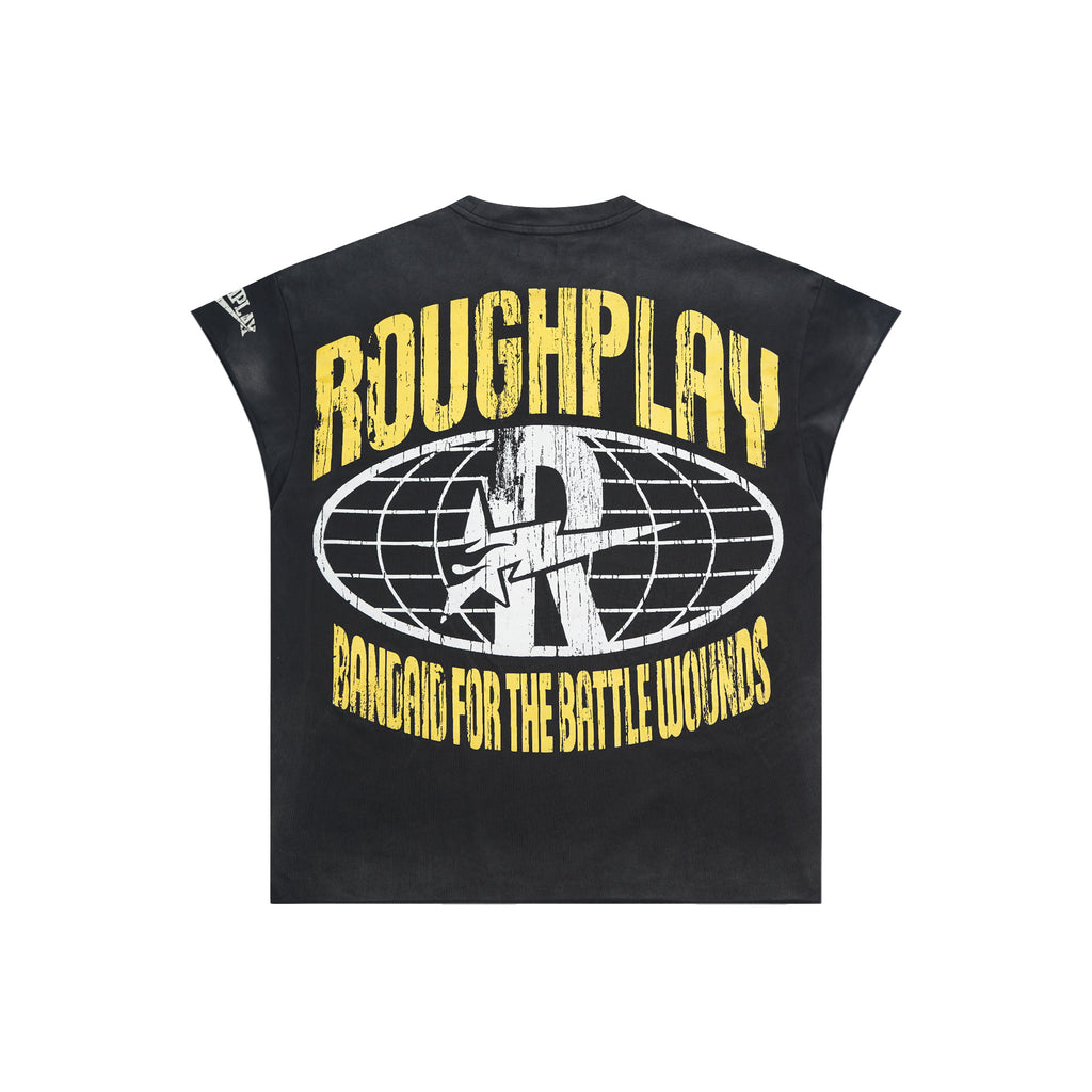 RoughPlay Cross Religious Art Graphic Distressed Sleeveless Tee Vintage Streetwear Tank Top