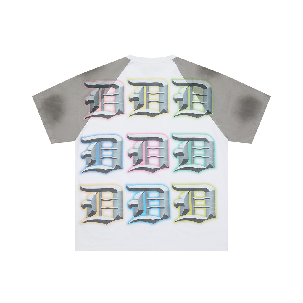 DUAA Multicolor 3D Letter Raglan Short Sleeve Tee