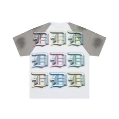 DUAA Multicolor 3D Letter Raglan Short Sleeve Tee