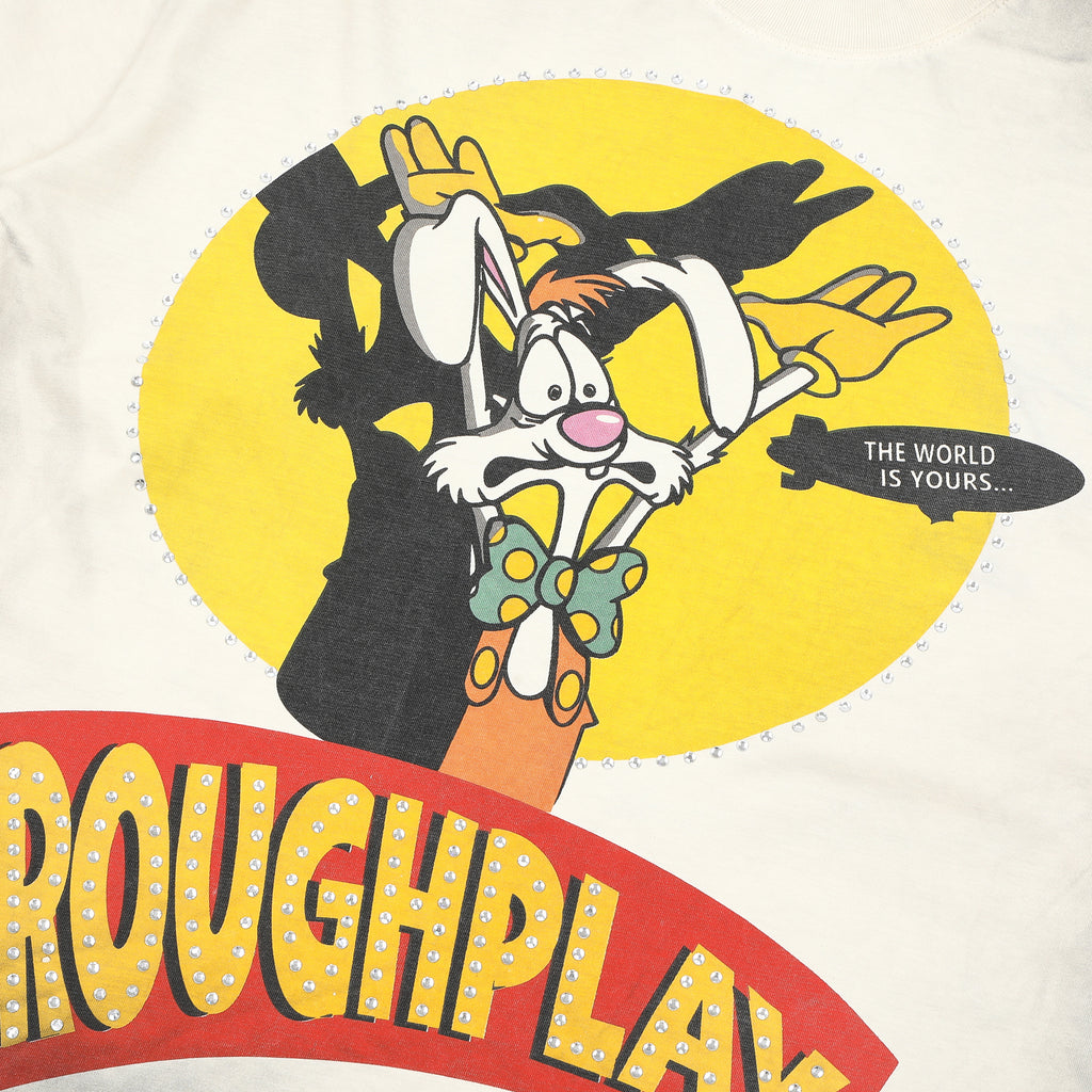 RoughPlay Cartoon Rabbit Graphic Distressed Tee