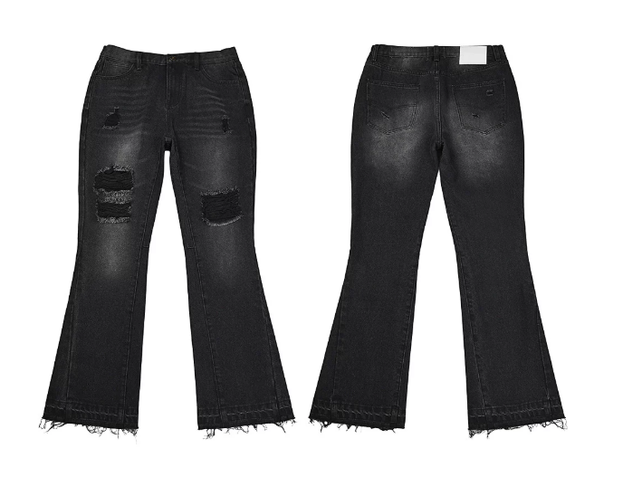 Gallery Dept. Black Distressed Flare Denim