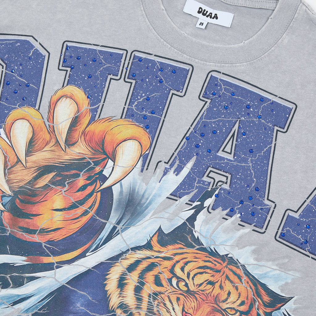 DUAA Nonstop Tiger Vintage Football Graphic Oversized T‑Shirt
