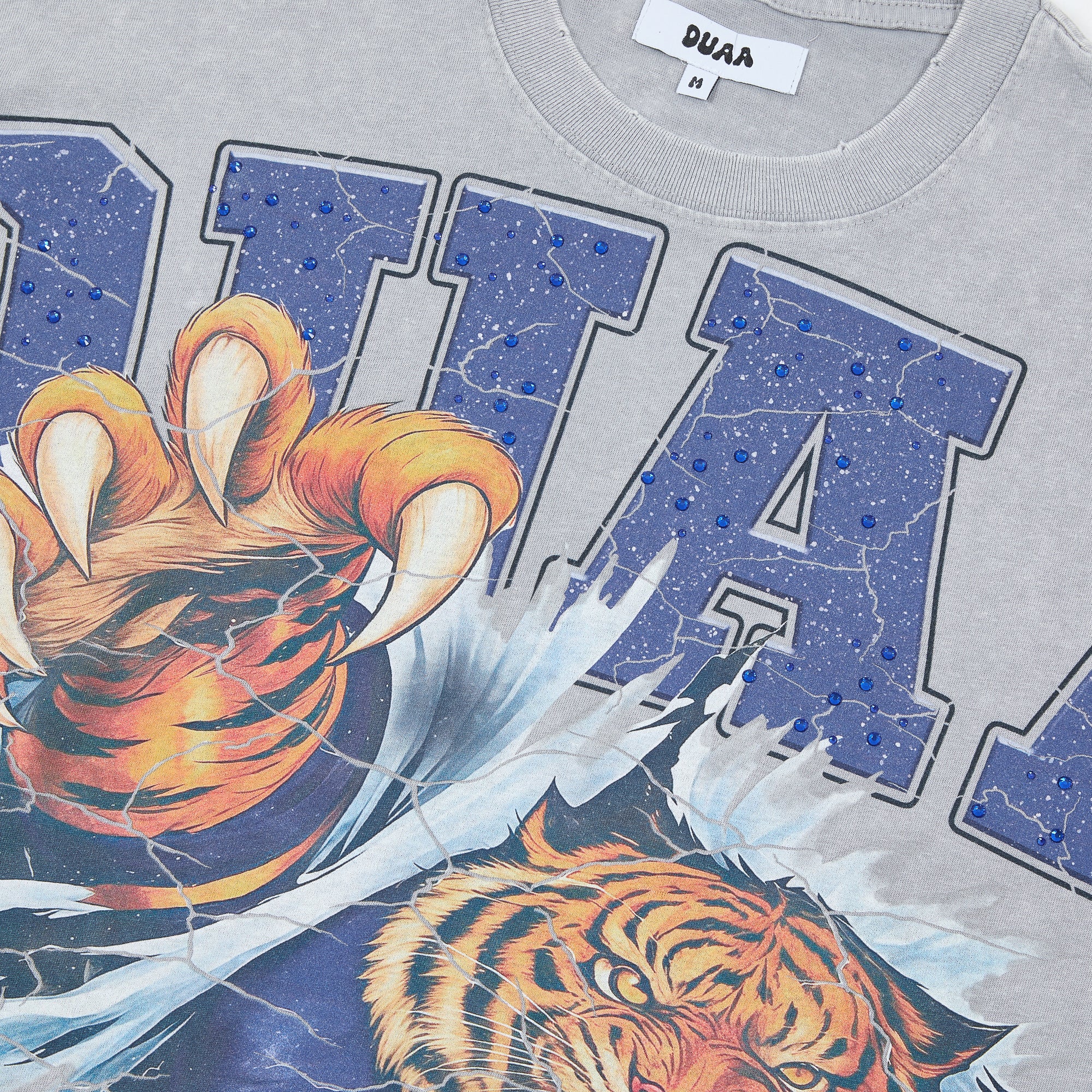 DUAA Nonstop Tiger Vintage Football Graphic Oversized T‑Shirt