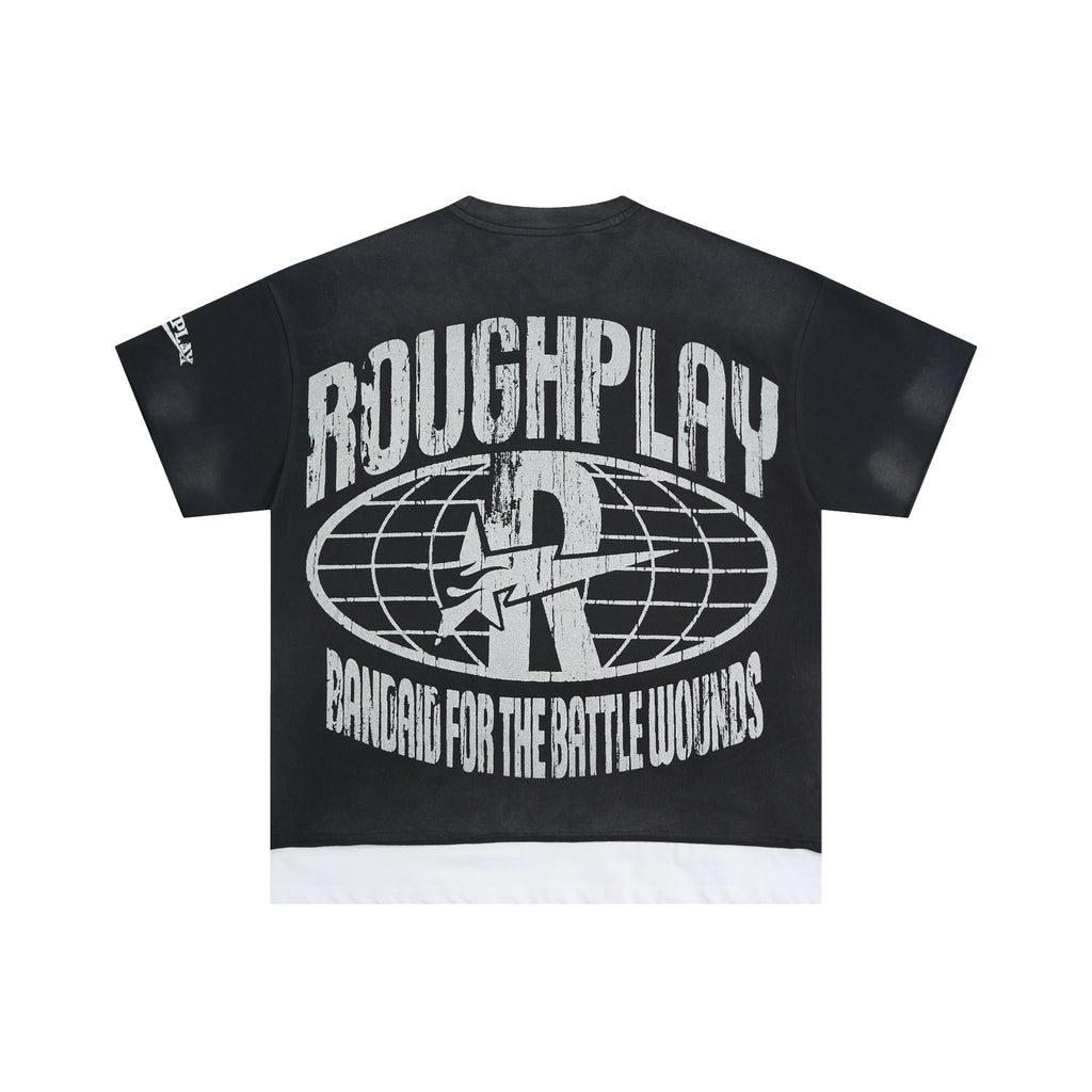 RoughPlay Dirt Bike Lightning Graphic Distressed Short‑Sleeve Tee Vintage Streetwear T‑Shirt