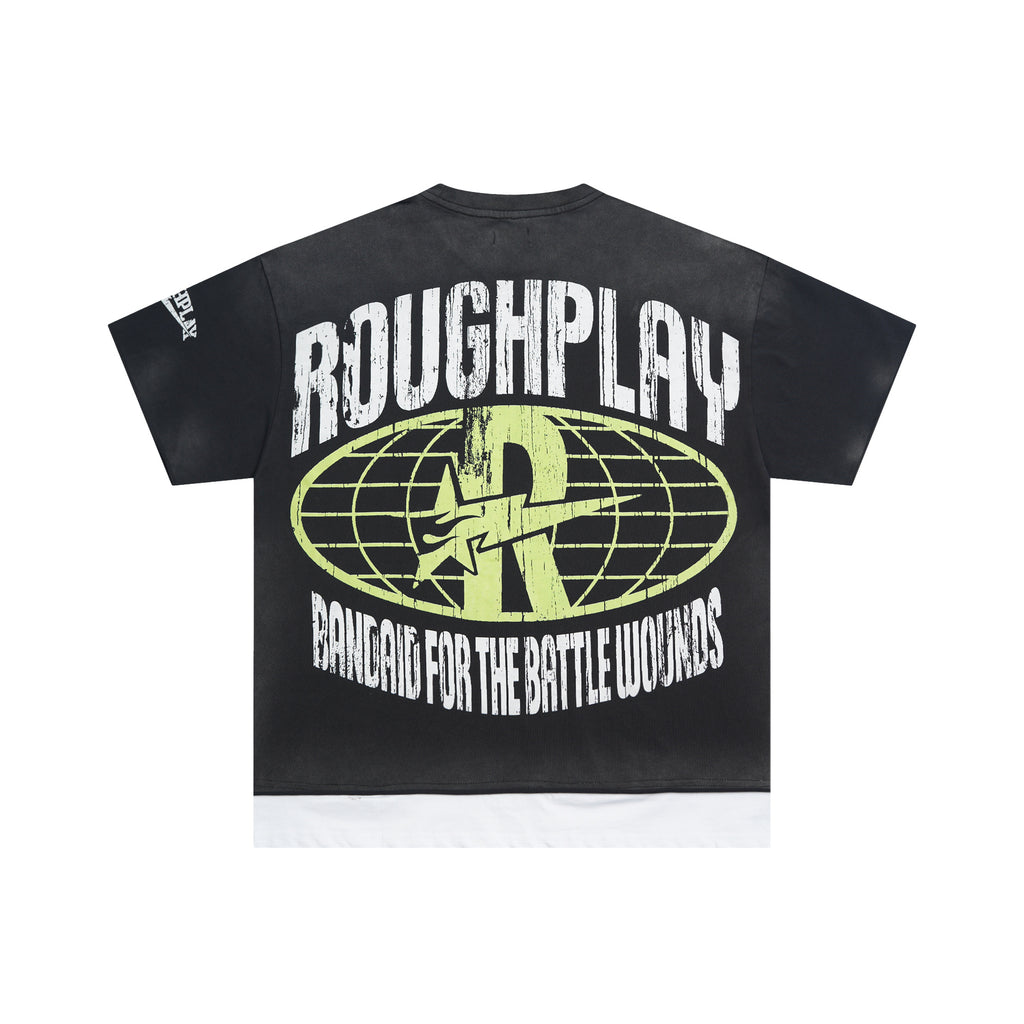RoughPlay Money Monster Graphic Distressed Short‑Sleeve Tee Vintage Streetwear T‑Shirt
