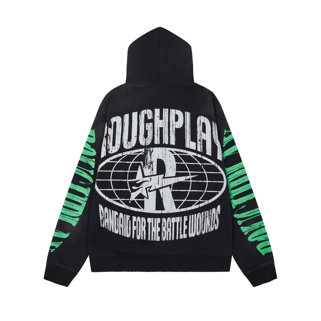 RoughPlay Flame Graphic Vintage Hoodie