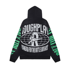 RoughPlay Flame Graphic Vintage Hoodie