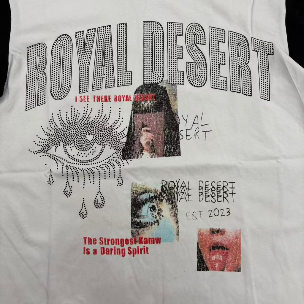 Royal Desert Collage Eye Graphic Contrast Sleeve T‑Shirt
