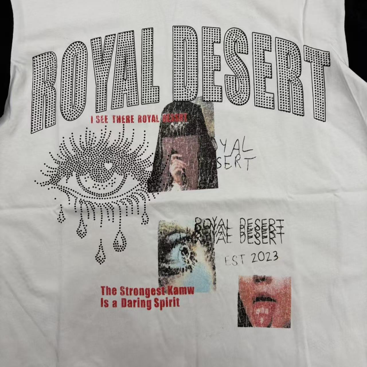 Royal Desert Collage Eye Graphic Contrast Sleeve T‑Shirt
